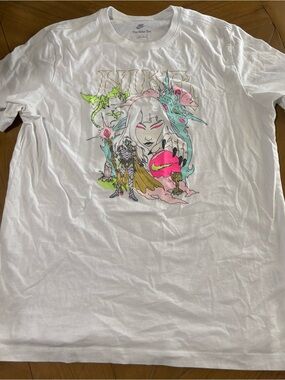 Nike White Graphic Short Sleeve Tee with Neon Pink & Green Art